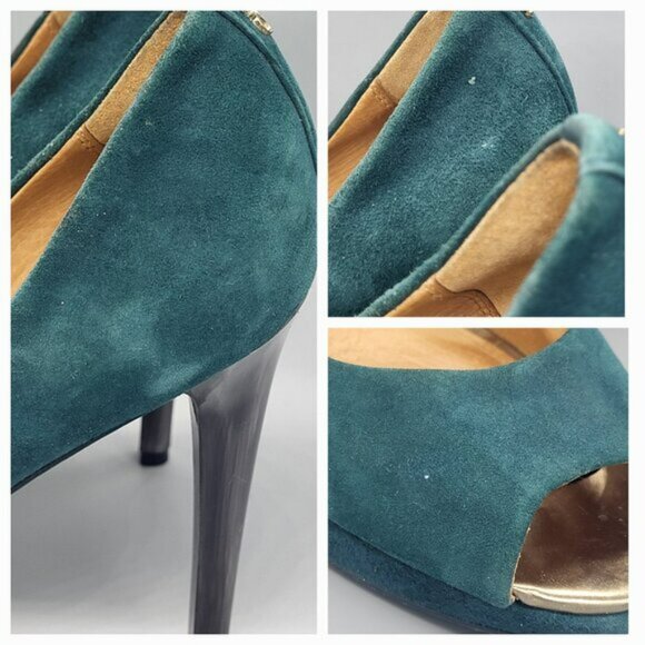 Coach Selma Suede Peep Toe Pumps - Picture 13 of 14